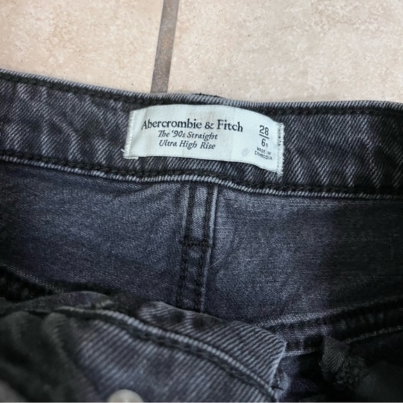 Abercrombie & fitch the 90s straight ultra high rise jeans dark wash cotton‎ - Picture 3 of 8